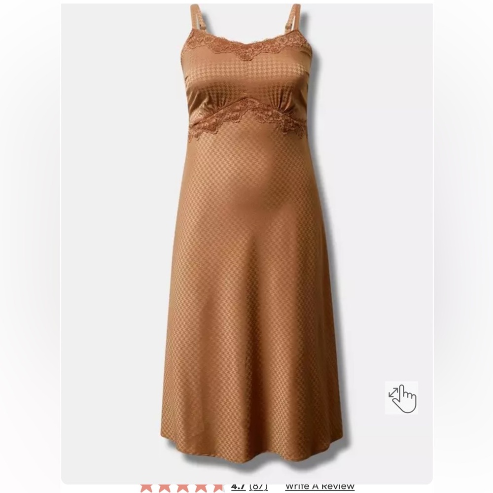 Torrid Woven Jacquard Silky Lace Trim Midi Dress size 2 (2X) - Picture 7 of 12